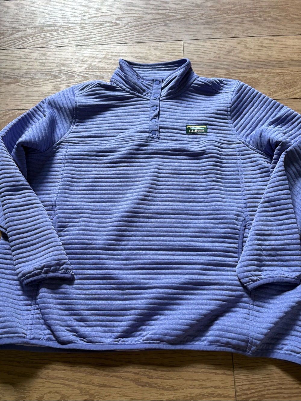 LL Bean Pullover Womens 1x Plus Airlight Knit Quarter Snap Pockets Ribbed Hike